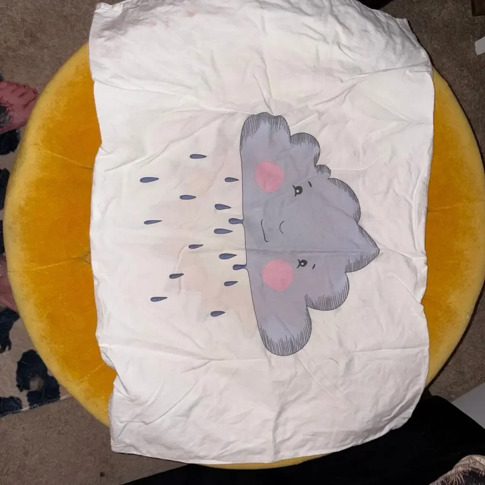 Vintage IKEA Kids Reversible Sun Rain Cloud Pillowcase Single